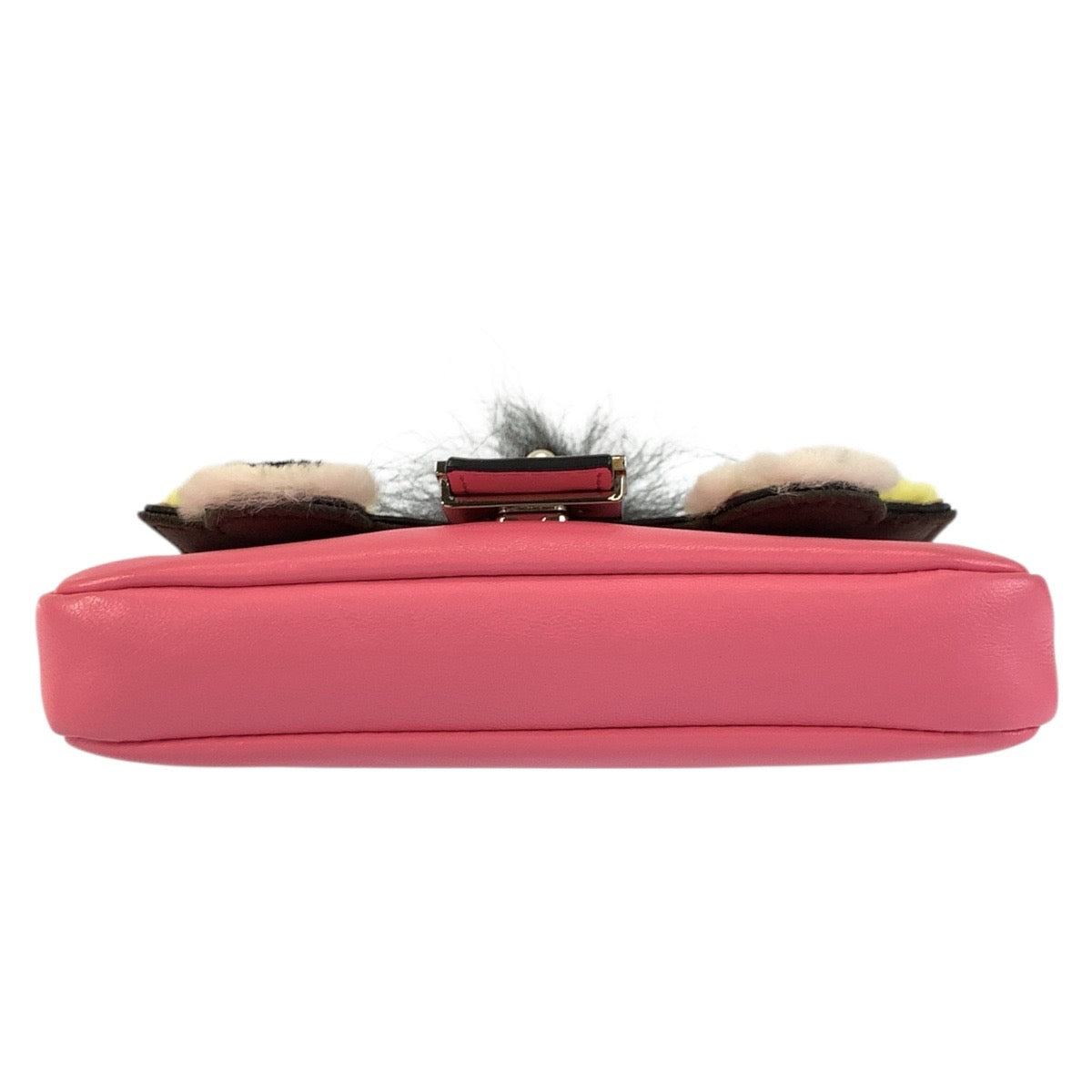 23189
FENDI フェンディ モンスター マイクロバゲット ピンク シルバー金具 レザー 8M0854 ショルダーバッグ ハンドバッグ レディース A54