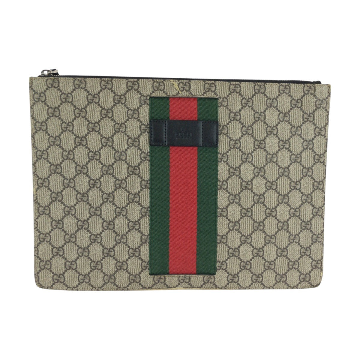 23193
GUCCI Sherry Line Beige Black Silver Hardware GG Supreme Canvas / Leather 433665 Clutch Bag Second Bag Men's ABP32