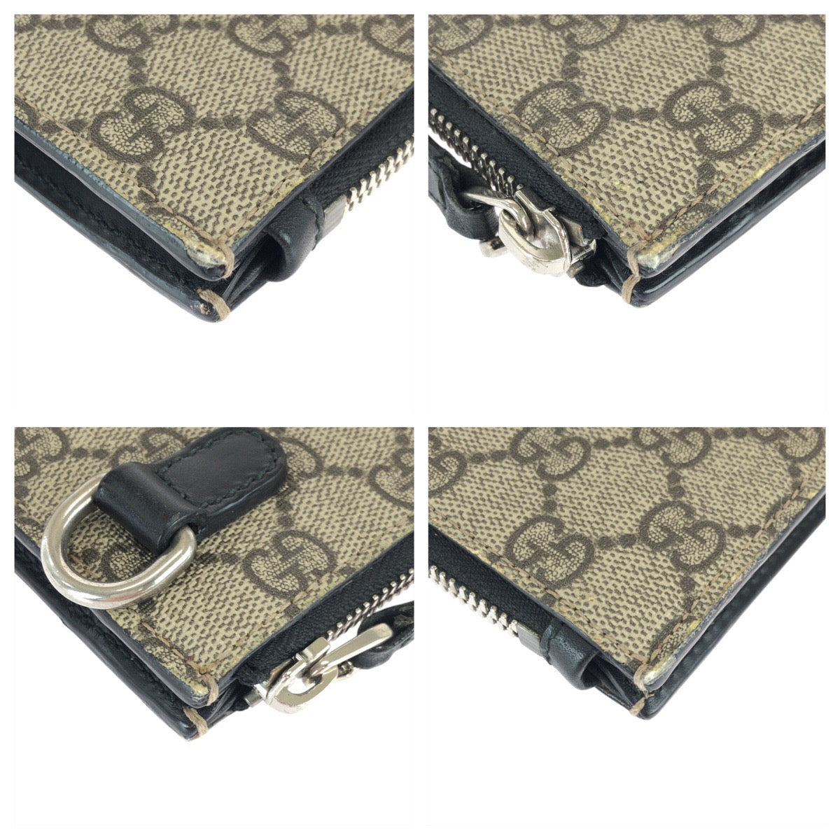 23193
GUCCI Sherry Line Beige Black Silver Hardware GG Supreme Canvas / Leather 433665 Clutch Bag Second Bag Men's ABP32