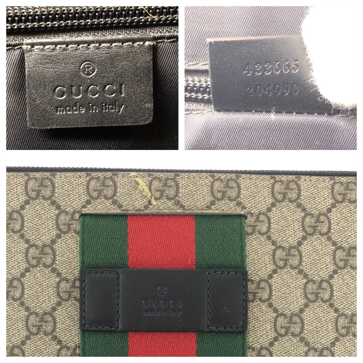 23193
GUCCI Sherry Line Beige Black Silver Hardware GG Supreme Canvas / Leather 433665 Clutch Bag Second Bag Men's ABP32