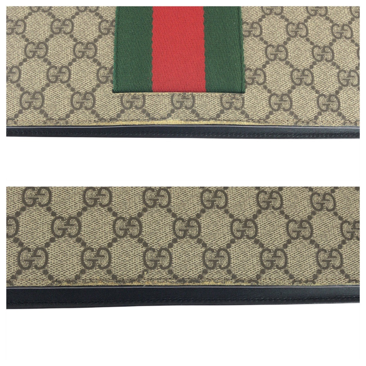 23193
GUCCI Sherry Line Beige Black Silver Hardware GG Supreme Canvas / Leather 433665 Clutch Bag Second Bag Men's ABP32