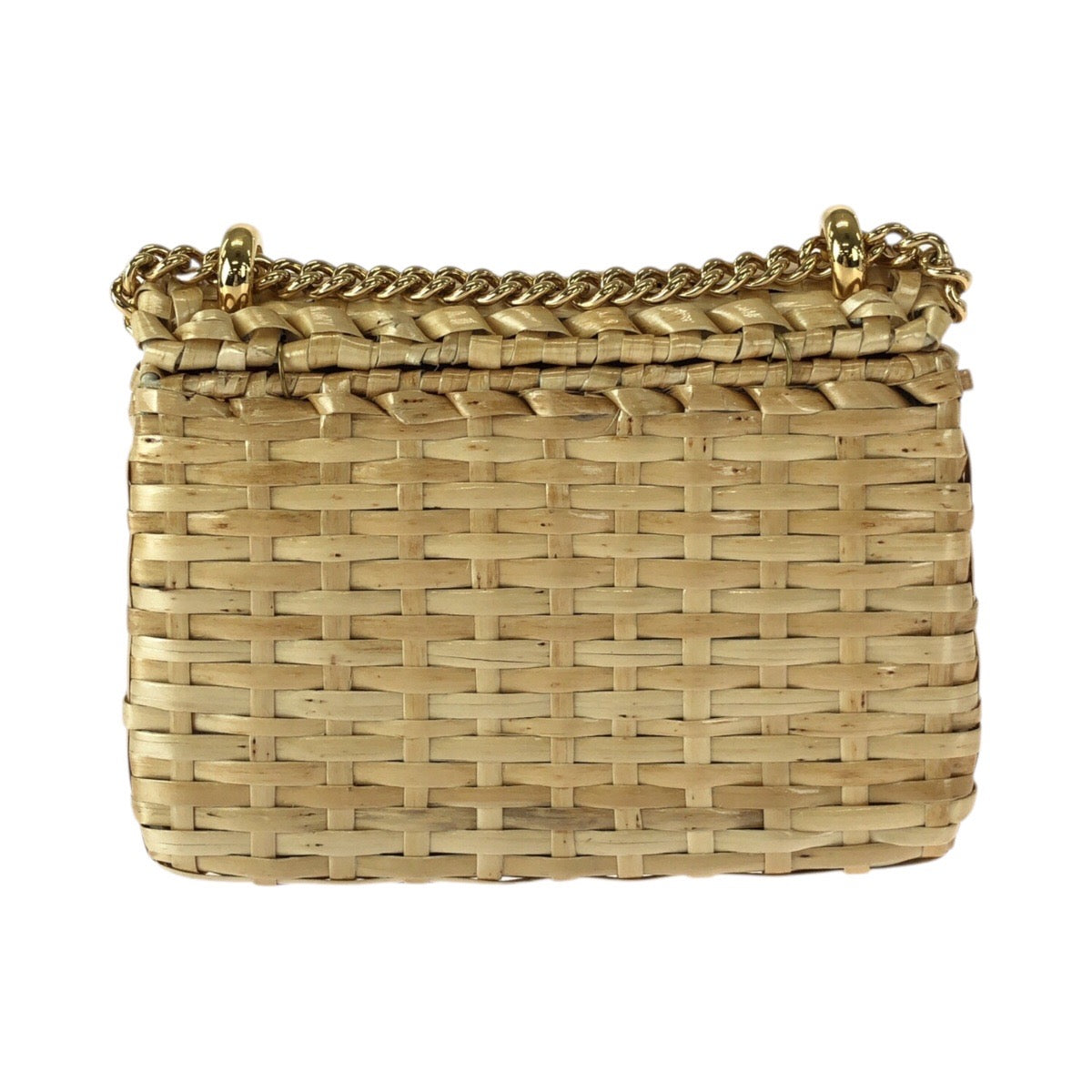 23198
GUCCI グッチ ウィッカー ベージュ ゴールド金具 ラタン 524829 チェーンショルダーバッグ ポシェット レディース A98