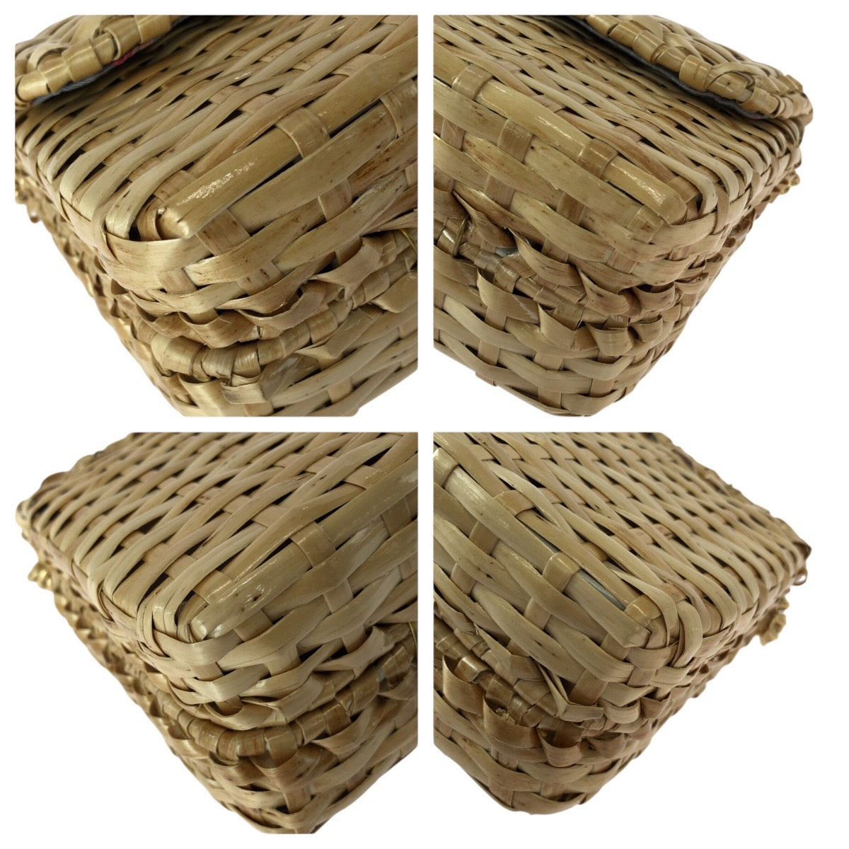 23198
GUCCI グッチ ウィッカー ベージュ ゴールド金具 ラタン 524829 チェーンショルダーバッグ ポシェット レディース A98