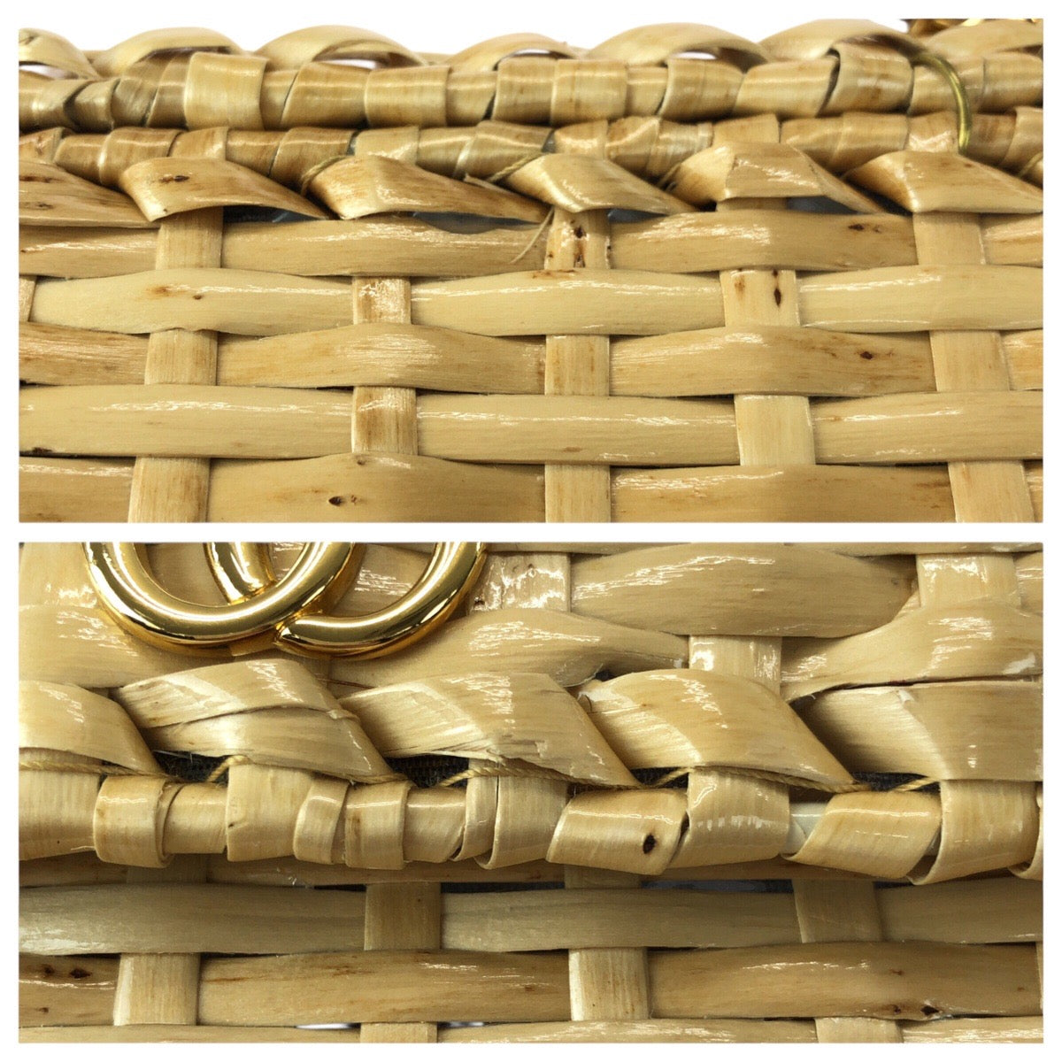 23198
GUCCI グッチ ウィッカー ベージュ ゴールド金具 ラタン 524829 チェーンショルダーバッグ ポシェット レディース A98