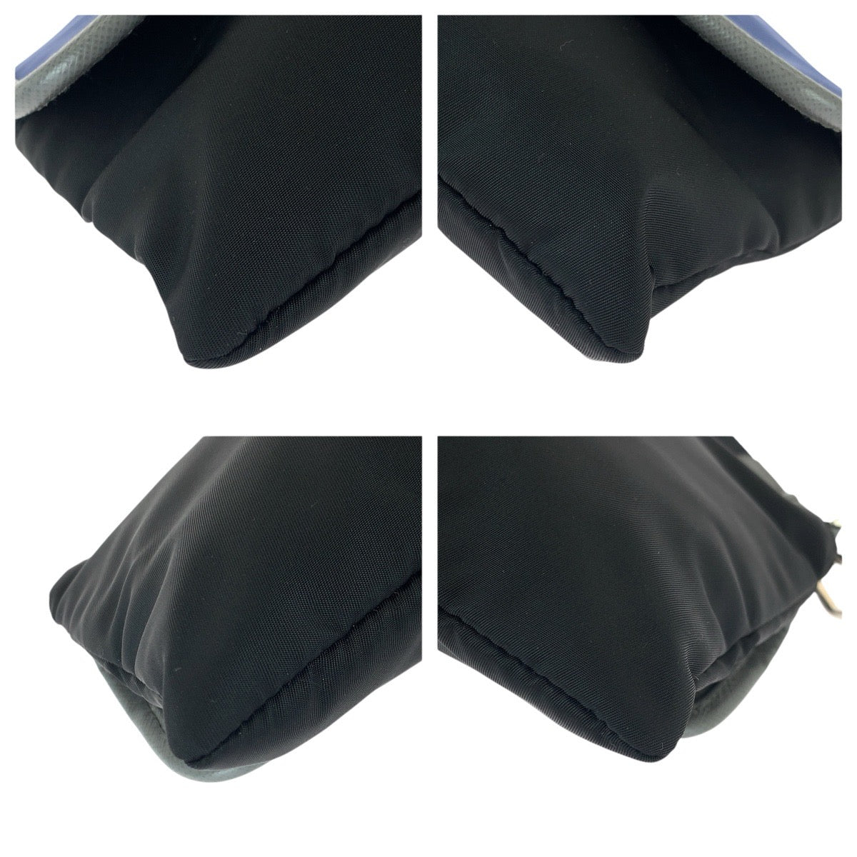 23201
PRADA プラダ テスート サフィアーノ 三角ロゴプレート ブルー ブラック シルバー金具 ナイロン / レザー クラッチバッグ セカンドバッグ ポーチ メンズ A44