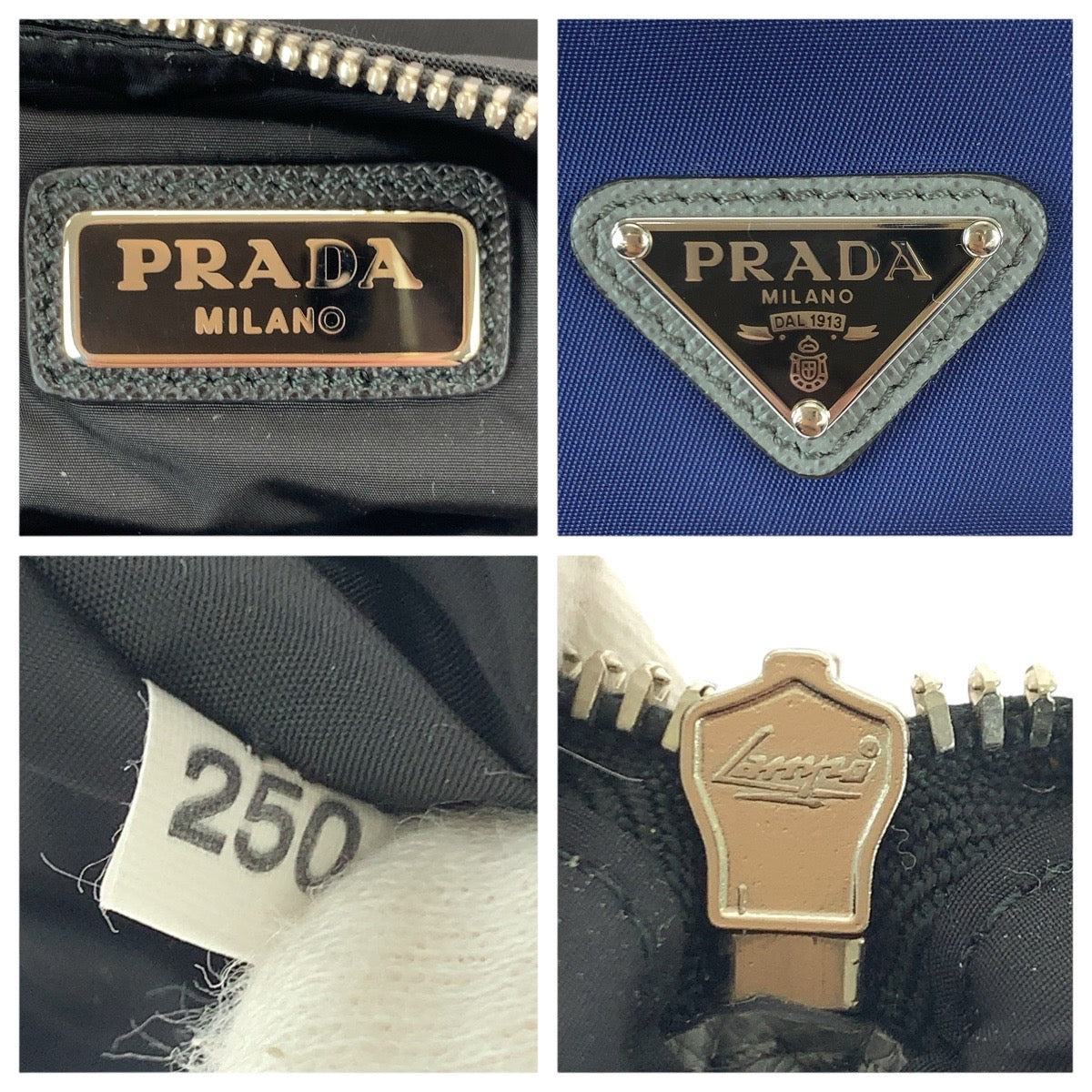 23201
PRADA プラダ テスート サフィアーノ 三角ロゴプレート ブルー ブラック シルバー金具 ナイロン / レザー クラッチバッグ セカンドバッグ ポーチ メンズ A44