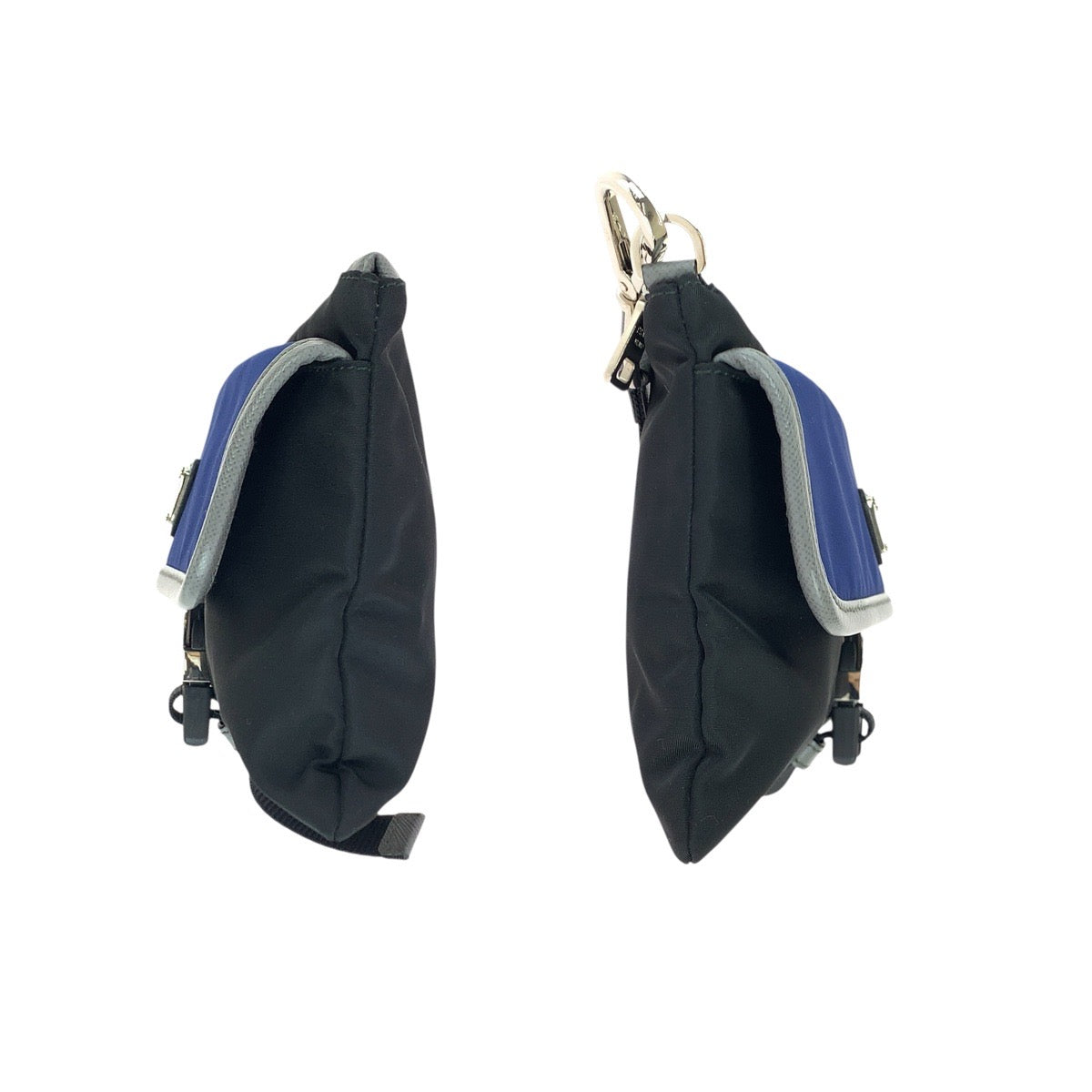 23201
PRADA プラダ テスート サフィアーノ 三角ロゴプレート ブルー ブラック シルバー金具 ナイロン / レザー クラッチバッグ セカンドバッグ ポーチ メンズ A44