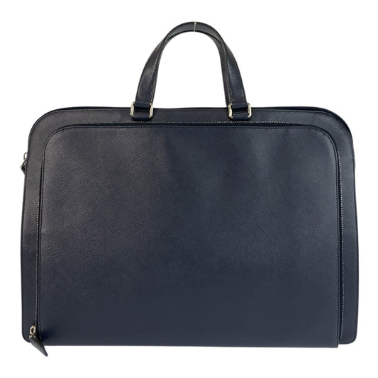 23202
PRADA プラダ サフィアーノ ネイビー シルバー金具 レザー ビジネスバッグ ブリーフケース メンズ A72