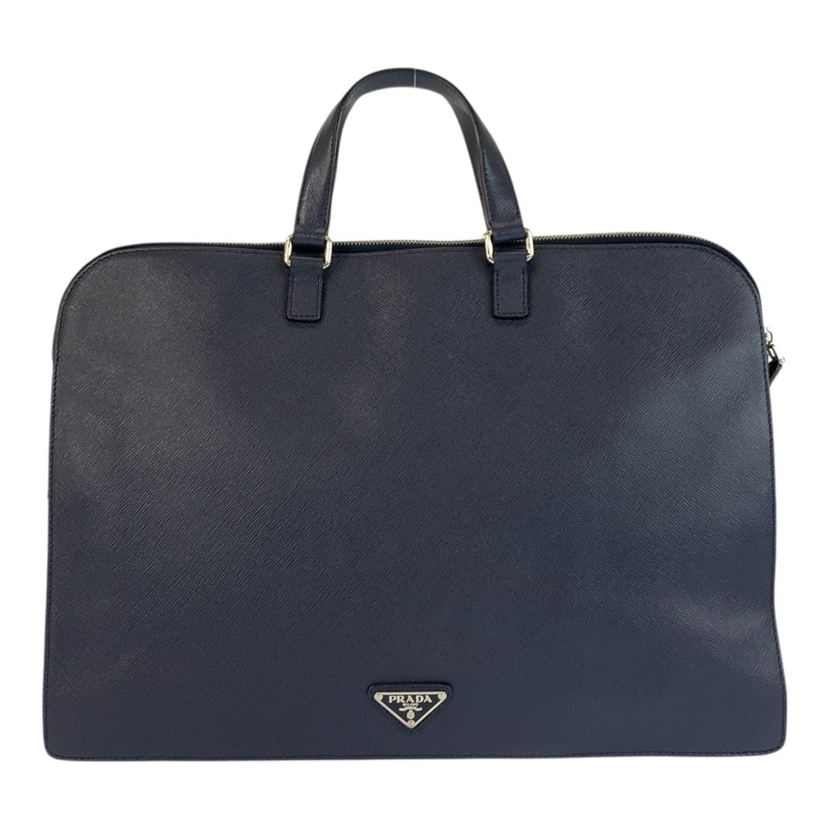 23202
PRADA プラダ サフィアーノ ネイビー シルバー金具 レザー ビジネスバッグ ブリーフケース メンズ A72