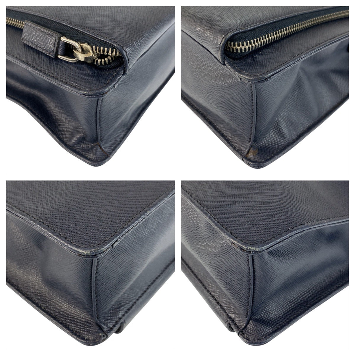 23202
PRADA プラダ サフィアーノ ネイビー シルバー金具 レザー ビジネスバッグ ブリーフケース メンズ A72