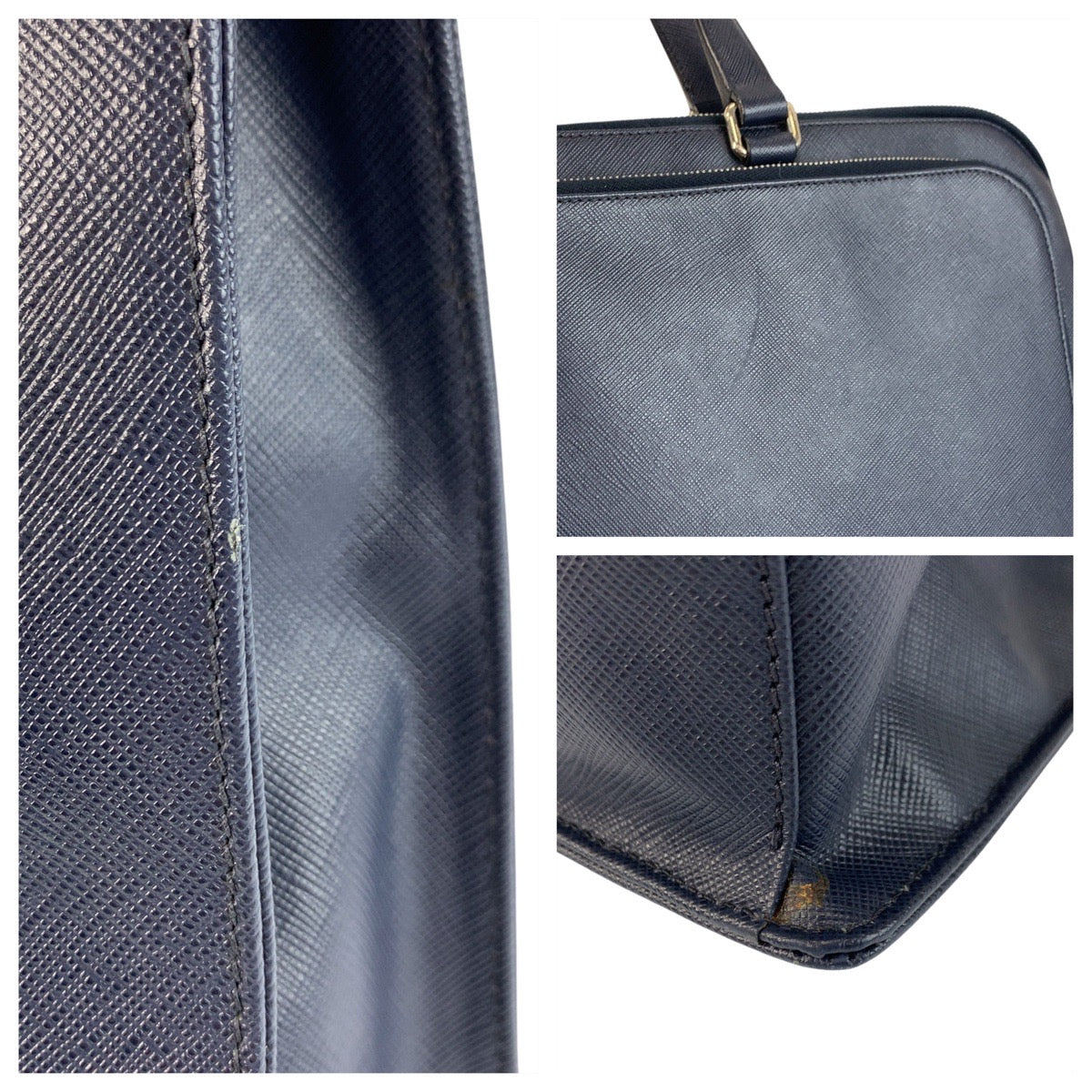 23202
PRADA プラダ サフィアーノ ネイビー シルバー金具 レザー ビジネスバッグ ブリーフケース メンズ A72