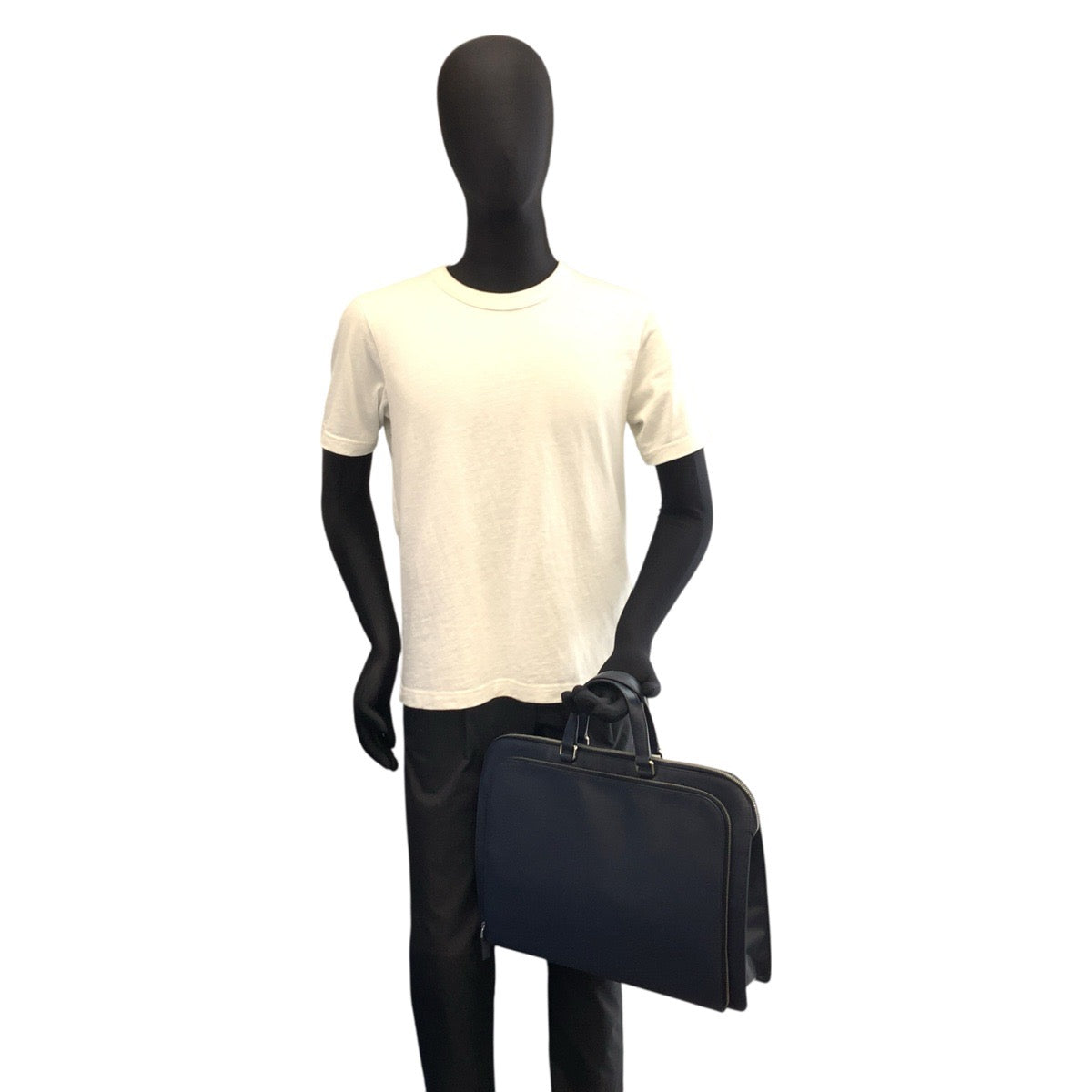 23202
PRADA プラダ サフィアーノ ネイビー シルバー金具 レザー ビジネスバッグ ブリーフケース メンズ A72