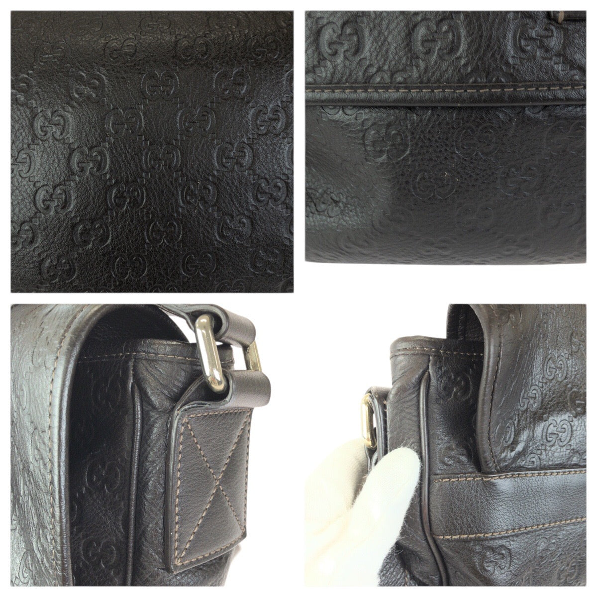 23206
GUCCI グッチ グッチシマ ダークブラウン シルバー金具 レザー 223665 ショルダーバッグ メッセンジャーバッグ メンズ ABP52