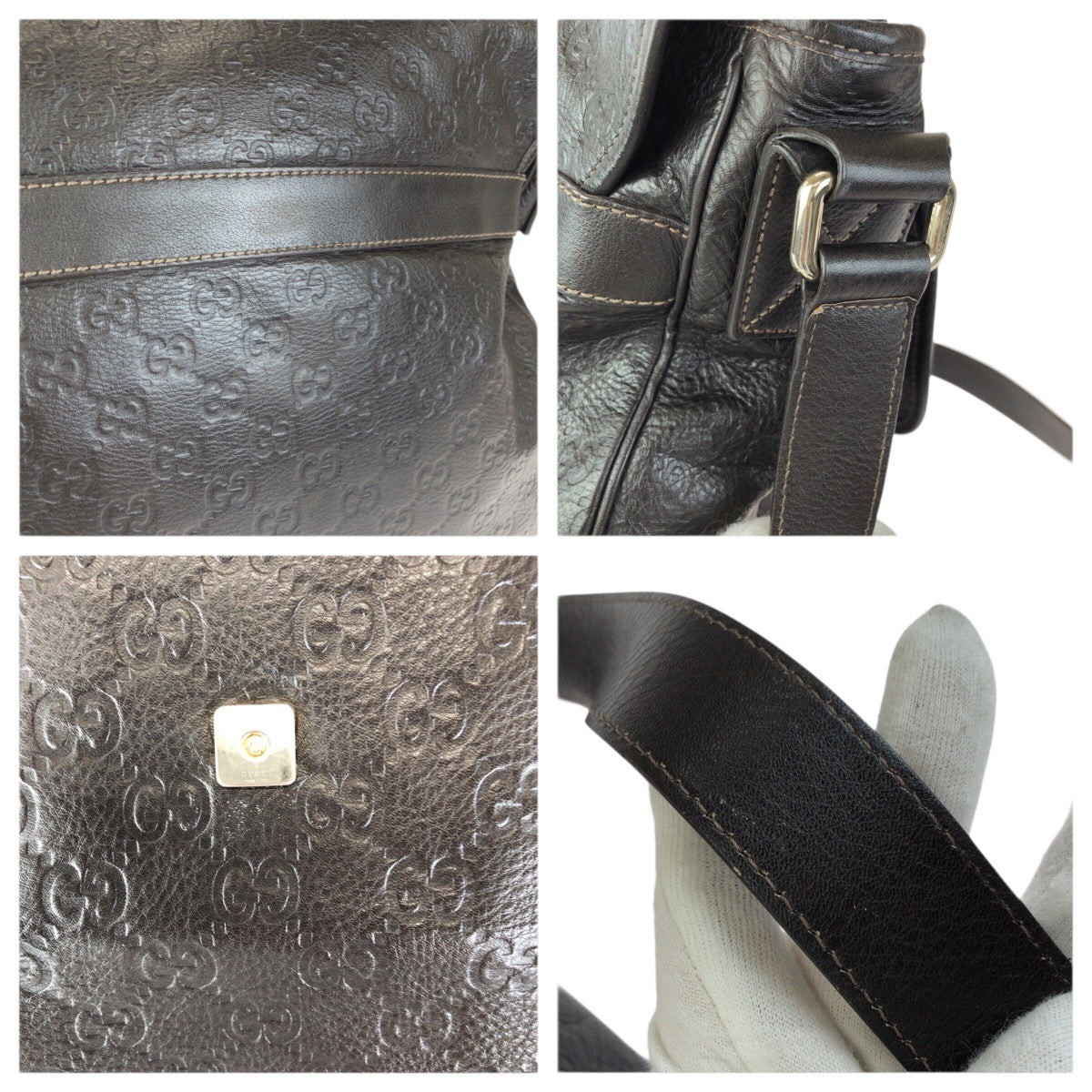 23206
GUCCI グッチ グッチシマ ダークブラウン シルバー金具 レザー 223665 ショルダーバッグ メッセンジャーバッグ メンズ ABP52
