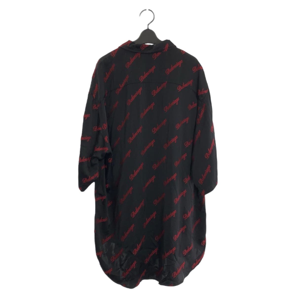 23207
BALENCIAGA バレンシアガ ロゴ総柄 サイズ37 ブラック 黒 レッド レーヨン / コットン 半袖シャツ メンズ ABP49