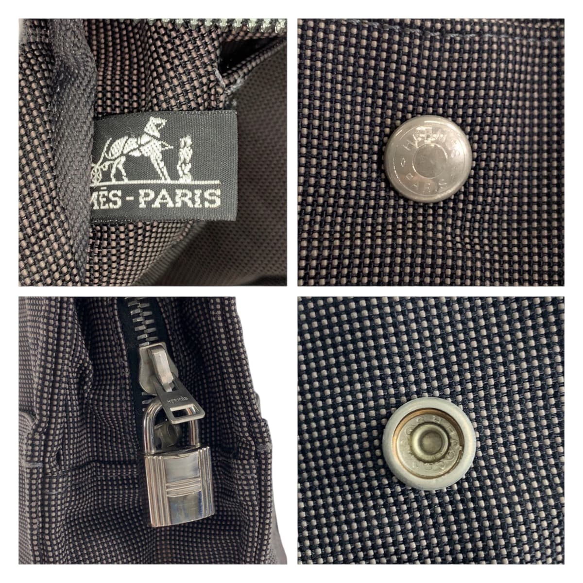 23208
HERMES エルメス エールラインMM グレー シルバー金具 ポリアミド / ポリエステル トートバッグ ハンドバッグ レディース ABP21