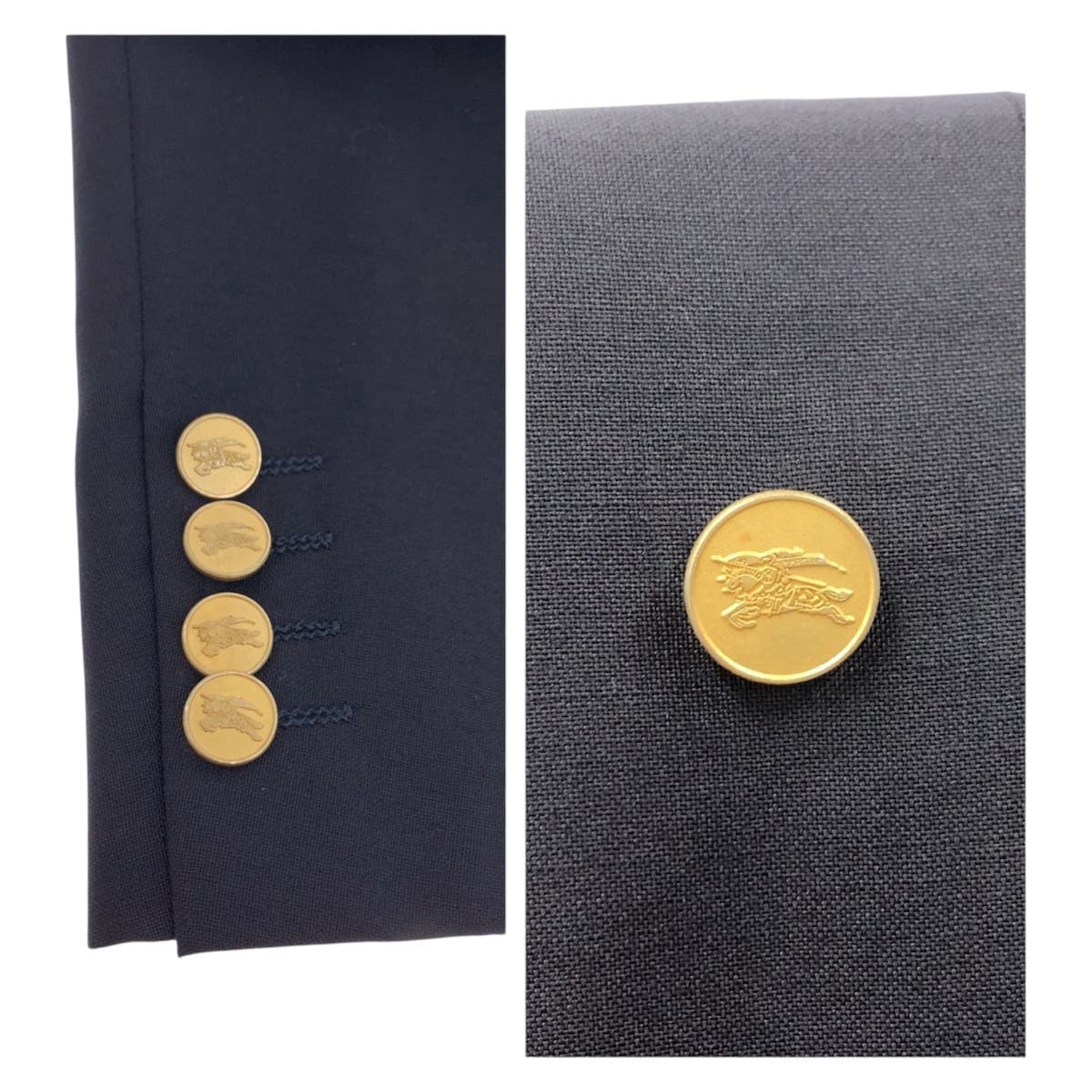 23209
Burberrys バーバリーズ ネイビー ゴールド金具 ウール テーラードジャケット レディース ABP8