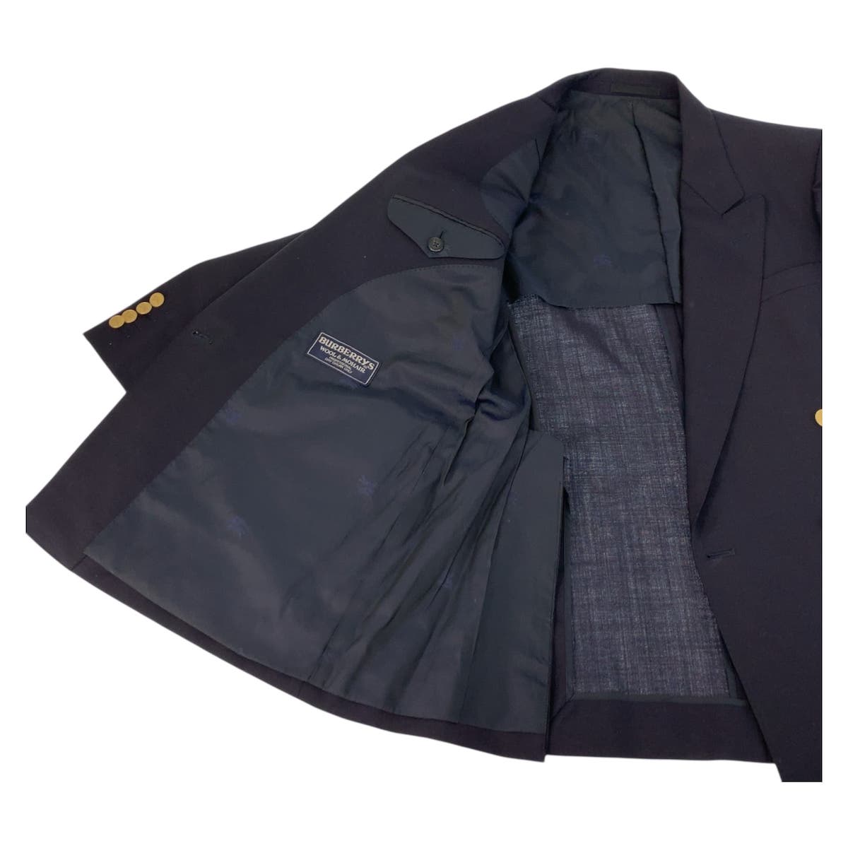 23209
Burberrys バーバリーズ ネイビー ゴールド金具 ウール テーラードジャケット レディース ABP8