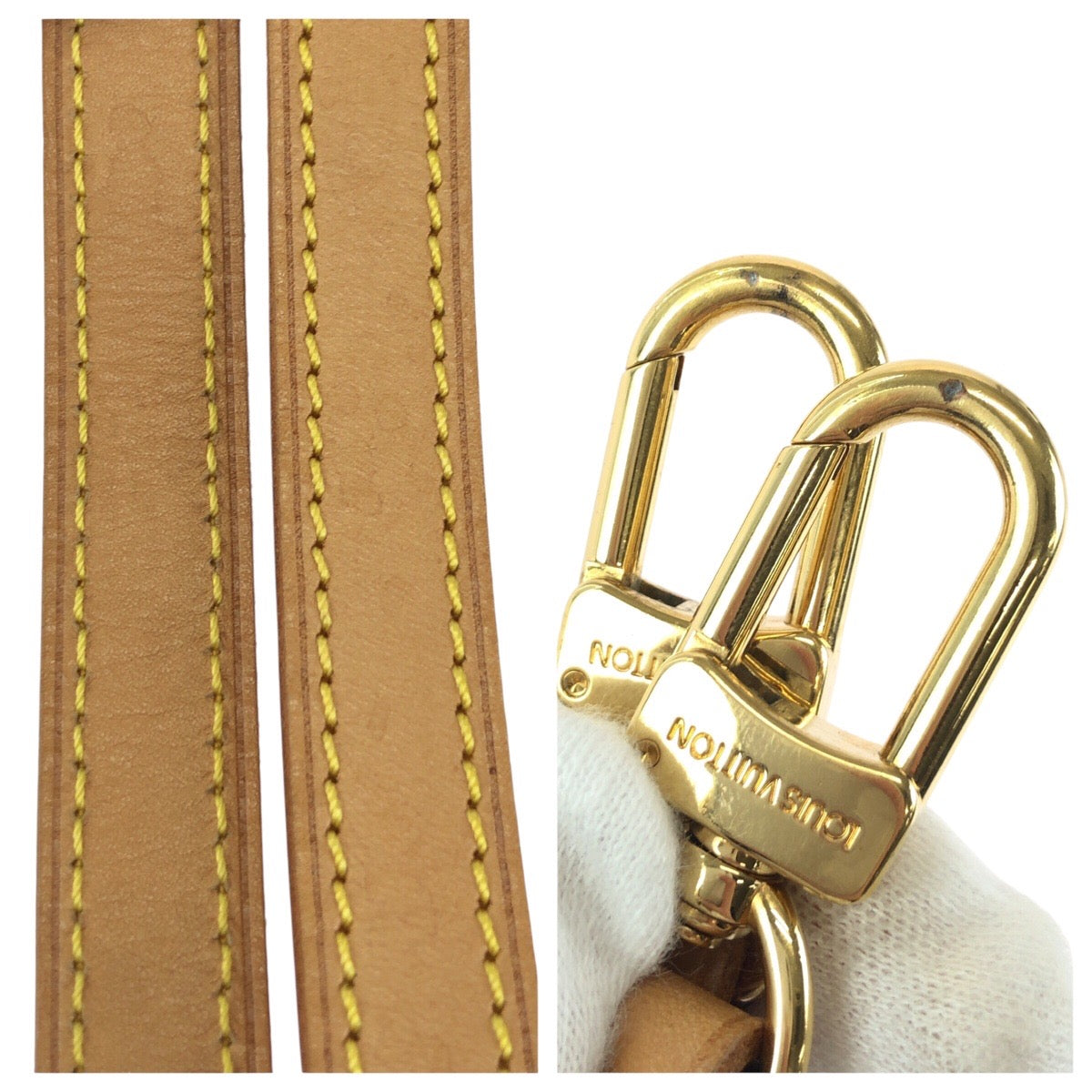 23210
LOUIS VUITTON ルイヴィトン ベージュ ブラウン ゴールド金具 レザー ショルダーストラップ レディース ABP23