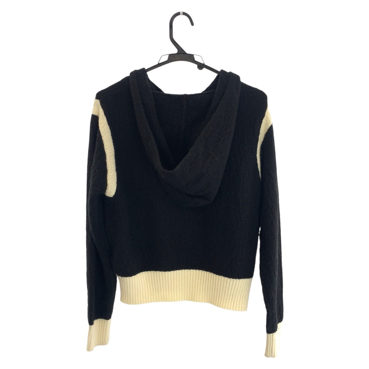 23211
CELINE セリーヌ フーディー サイズM 国内未発売 ブラック ホワイト ゴールド金具 シルバー金具 ウール セーター ニット 長袖 レディース A80