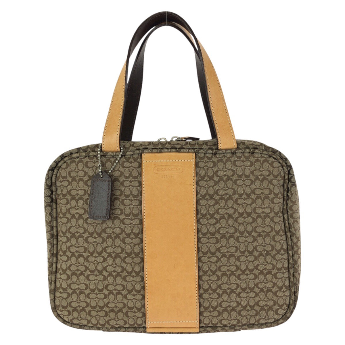 23215
COACH コーチ シグネチャー ブラウン ベージュ シルバー金具 キャンバス / レザー トートバッグ ハンドバッグ レディース ABP7