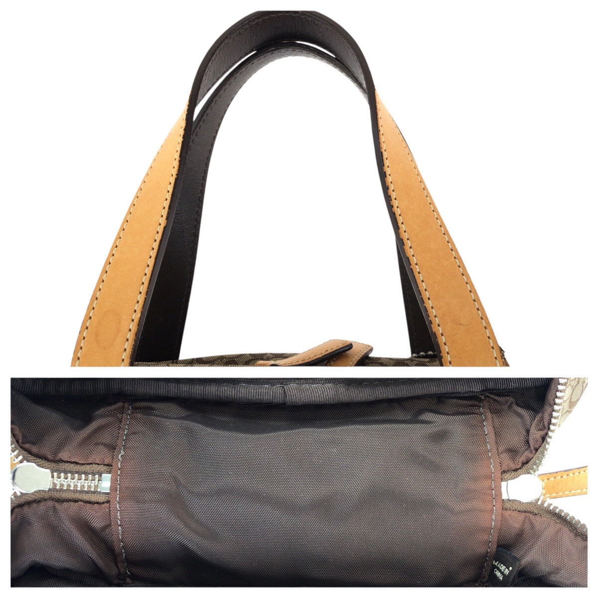 23215
COACH コーチ シグネチャー ブラウン ベージュ シルバー金具 キャンバス / レザー トートバッグ ハンドバッグ レディース ABP7
