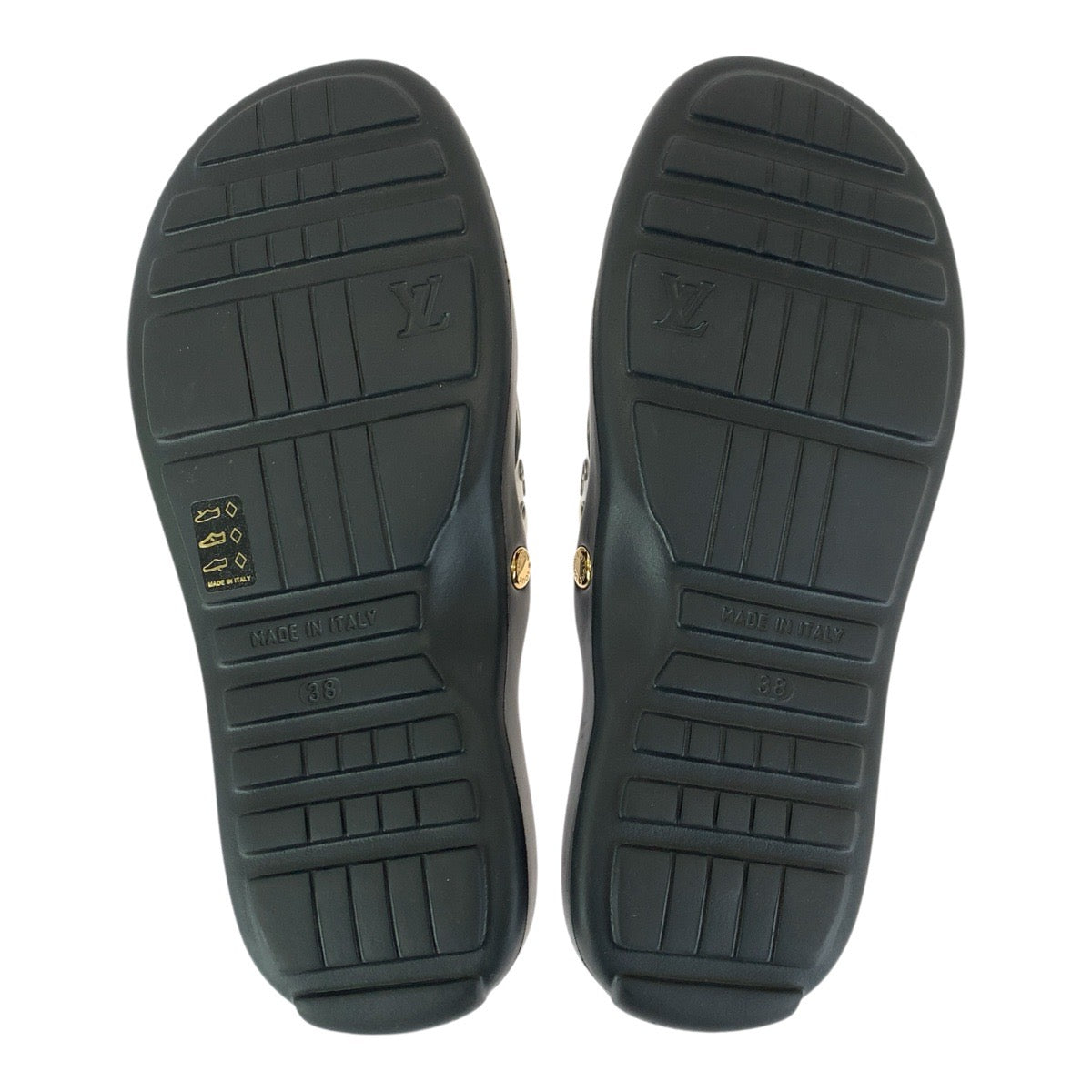 23217
LOUIS VUITTON ルイヴィトン モノグラム マルチカラー サイズ38 ブラック 黒 ゴールド金具 ラバー ビーチサンダル 男女兼用 レディース ABP35