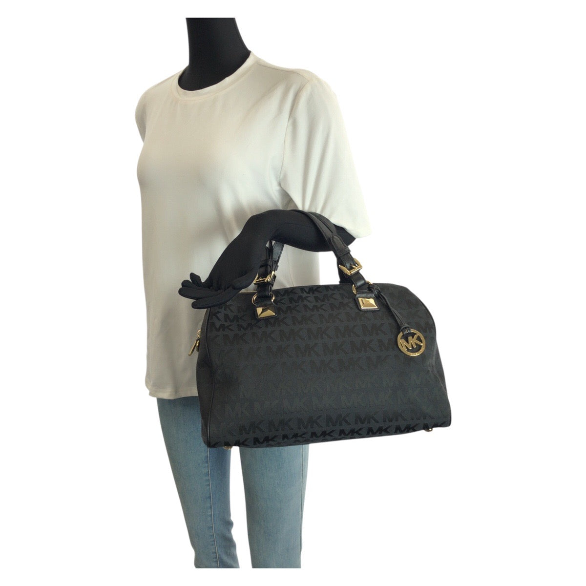23218
Michael Kors マイケルコース 2way ブラック 黒 ゴールド金具 キャンバス / レザー 35F6GGYS3J トートバッグ ミニボストンバッグ ショルダーバッグ レディース A16