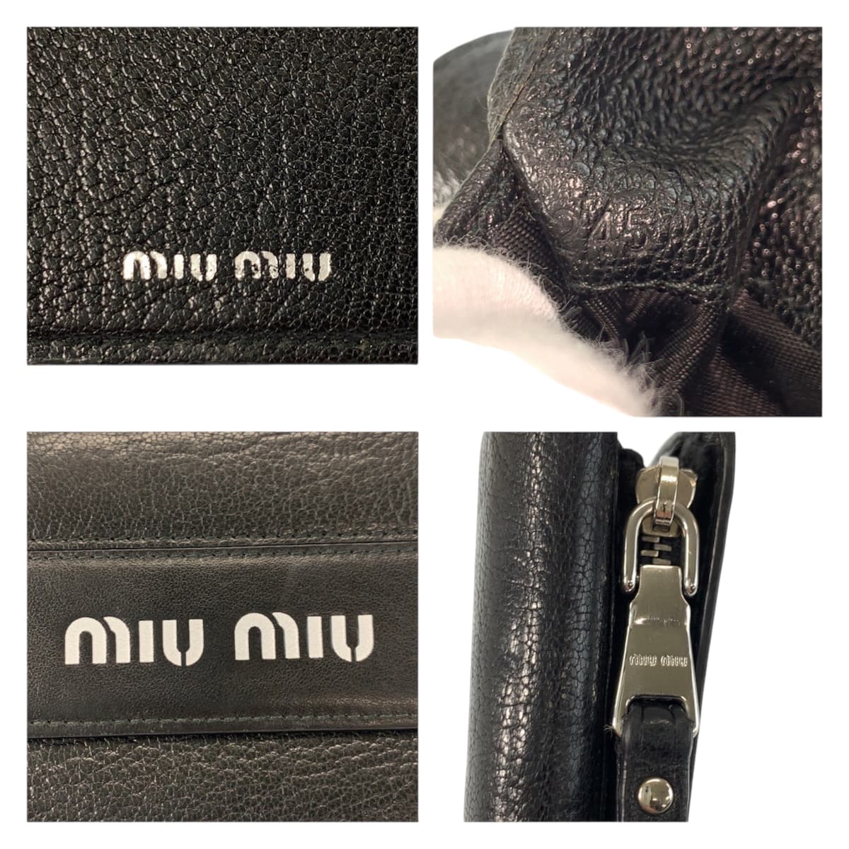 23219
MIUMIU ミュウミュウ マドラス ロゴ ブラック 黒 レザー 折財布 コンパクトウォレット レディース ABP14