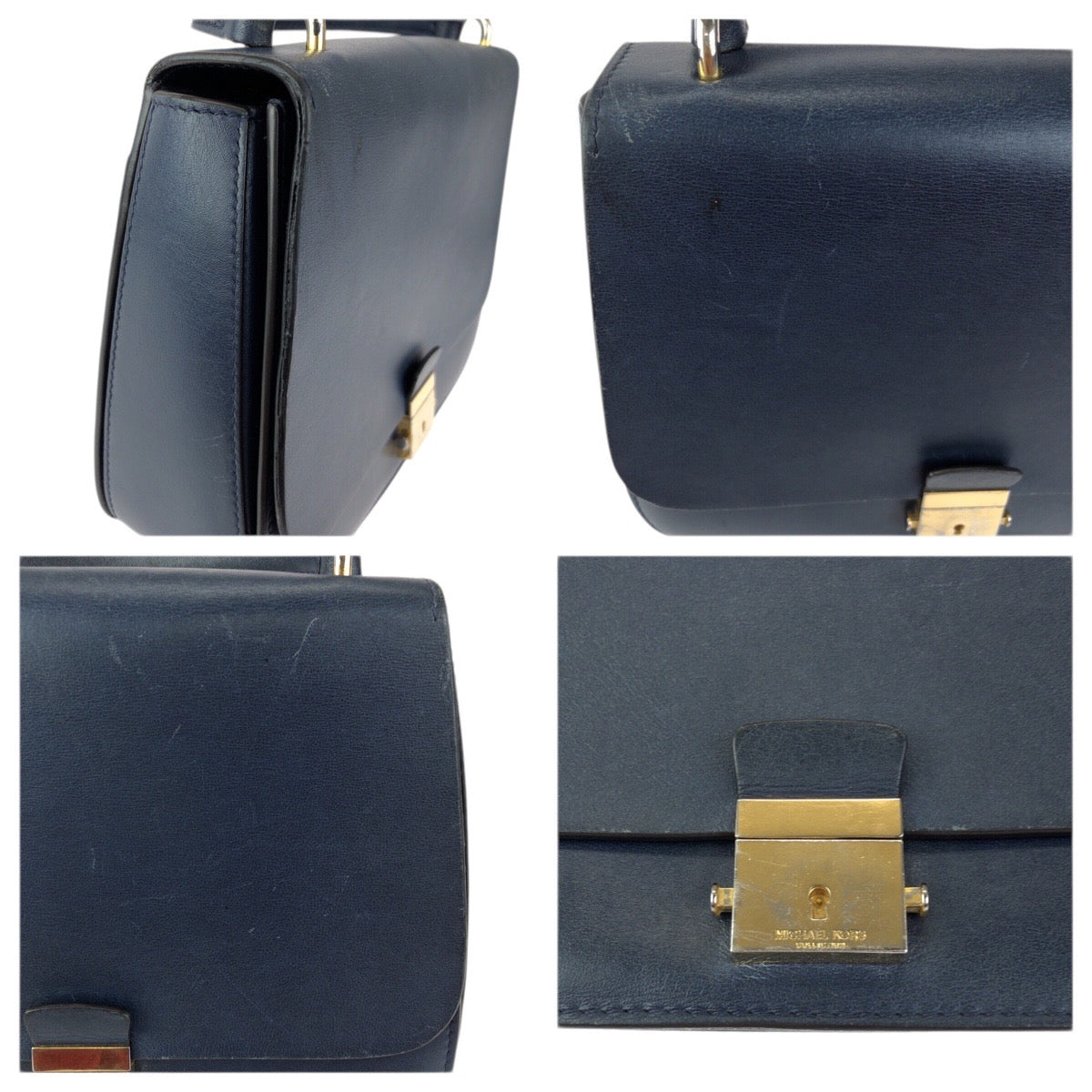 23222
Michael Kors マイケルコース ２way ネイビー ゴールド金具 レザー ショルダーバッグ ハンドバッグ レディース AB6