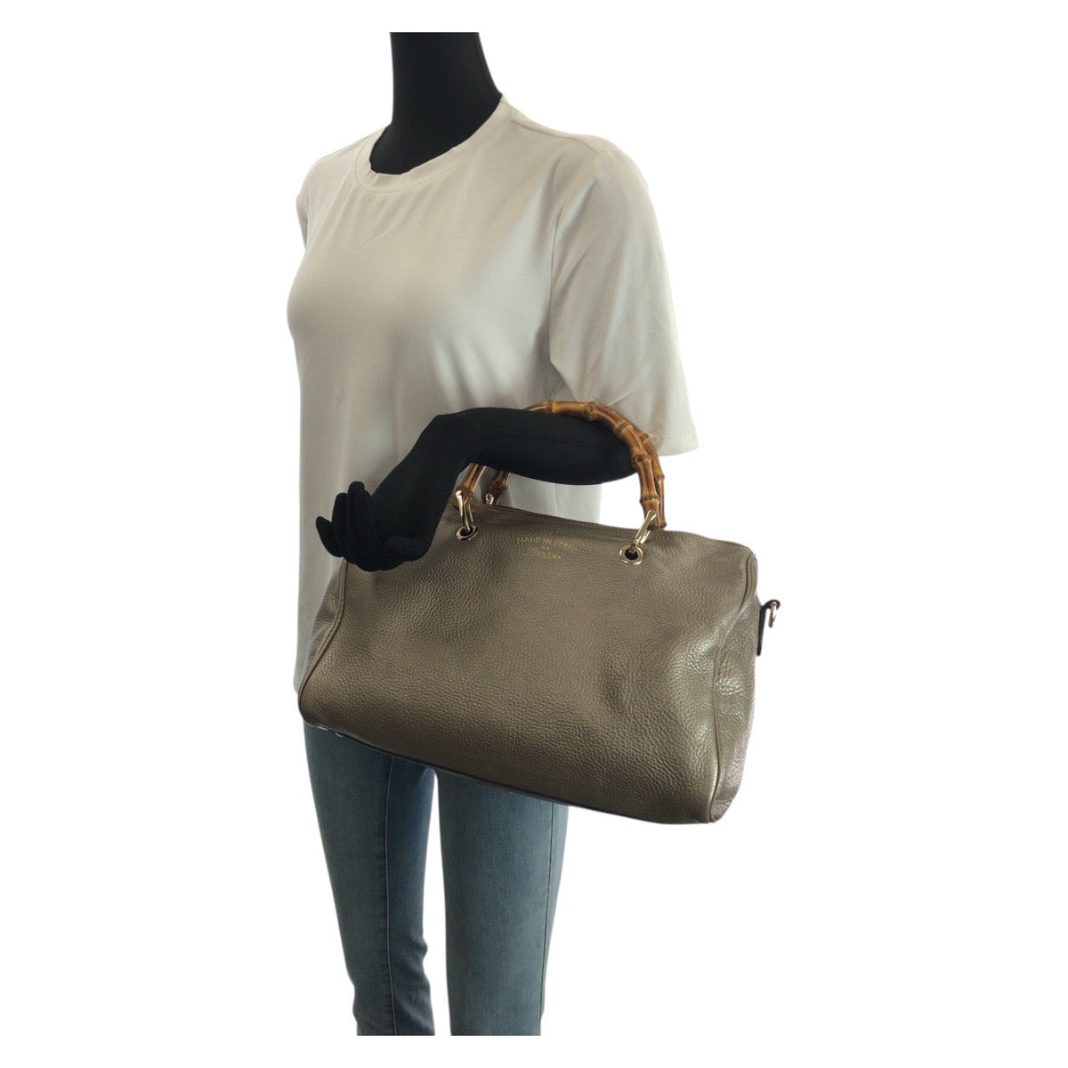 23223
GUCCI グッチ バンブー ショッパー ２way シャンパンゴールド ゴールド金具 レザー 353124 ショルダーバッグ ミニボストンバッグ レディース ABP58