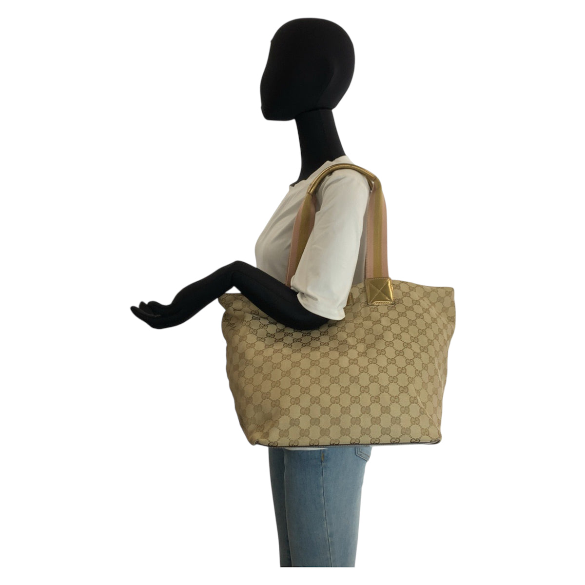 23224
GUCCI グッチ シェリーライン ベージュ ゴールド GGキャンバス 131231 トートバッグ ショルダーバッグ レディース ABP35