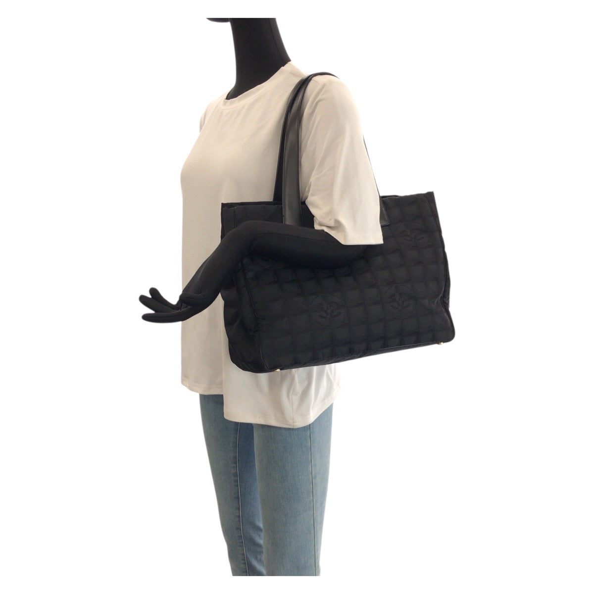23225
CHANEL シャネル ヴィンテージ ニュートラベルライン MM ブラック 黒 ゴールド金具 ナイロン / レザー トートバッグ ショルダーバッグ レディース ABP52