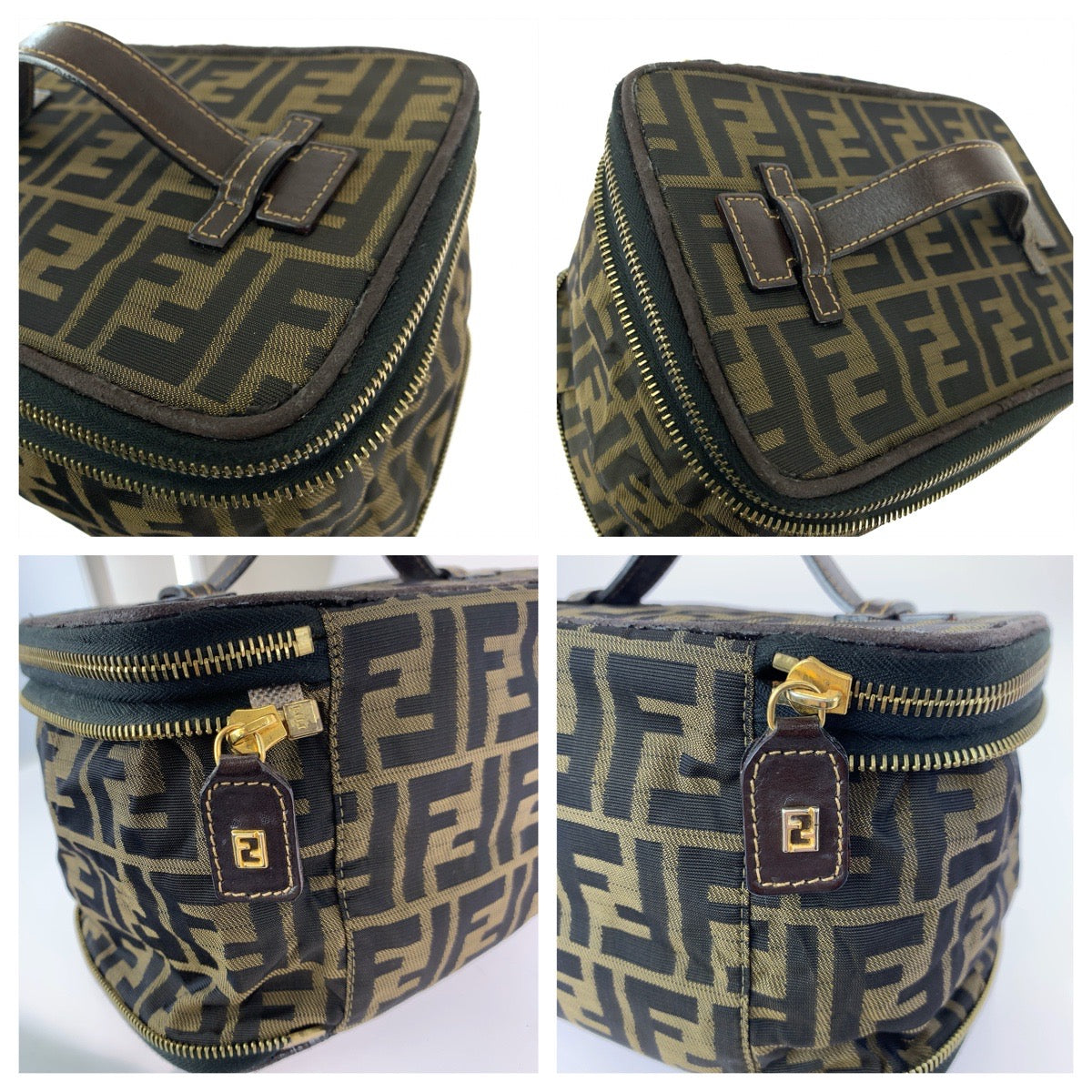 23228
FENDI フェンディ ズッカ ブラウン ゴールド金具 キャンバス 26554 ハンドバッグ バニティバッグ 化粧ポーチ レディース AB21