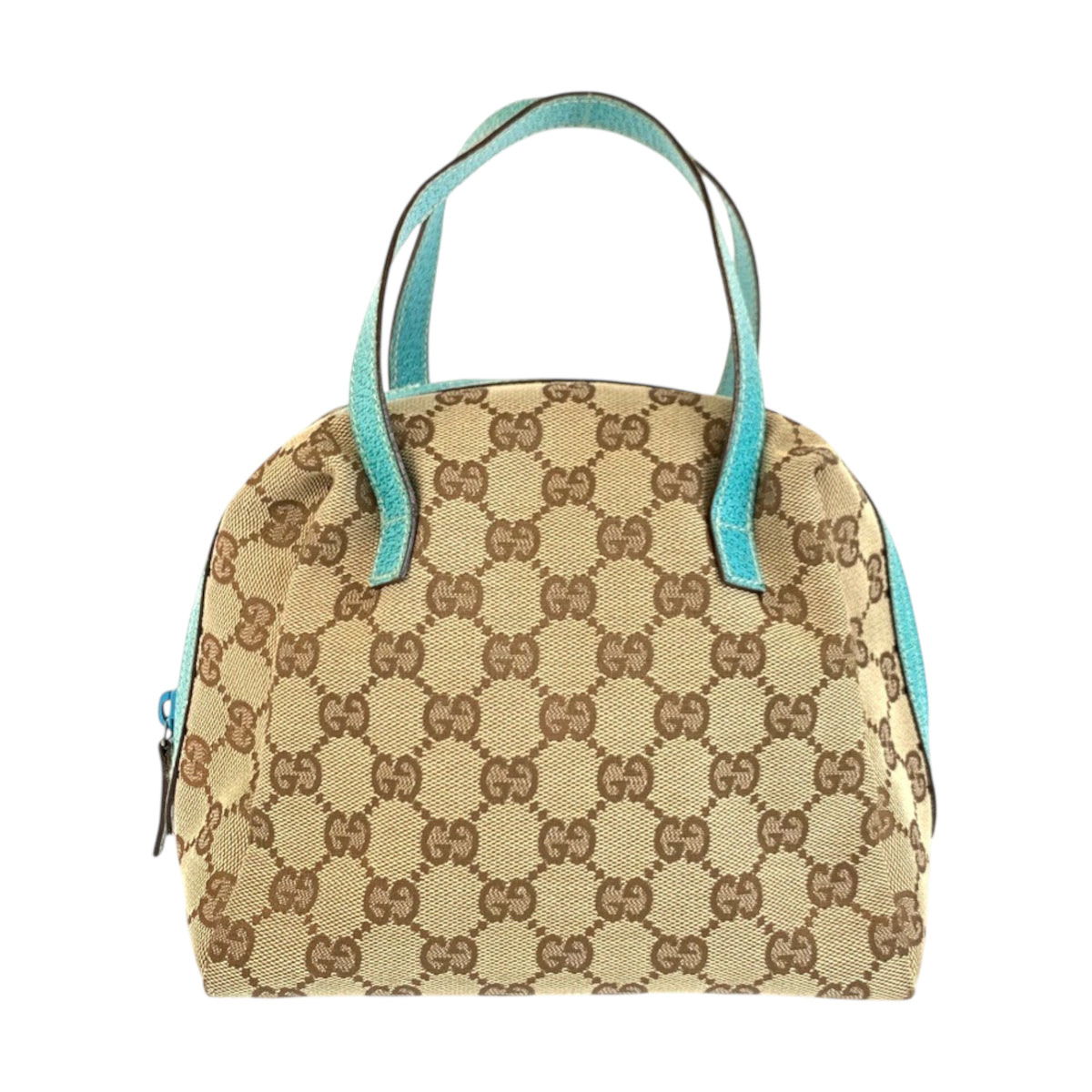 23232
GUCCI GG Canvas / Leather Handbag Vanity Bag Beige Green 124542 Women's A38