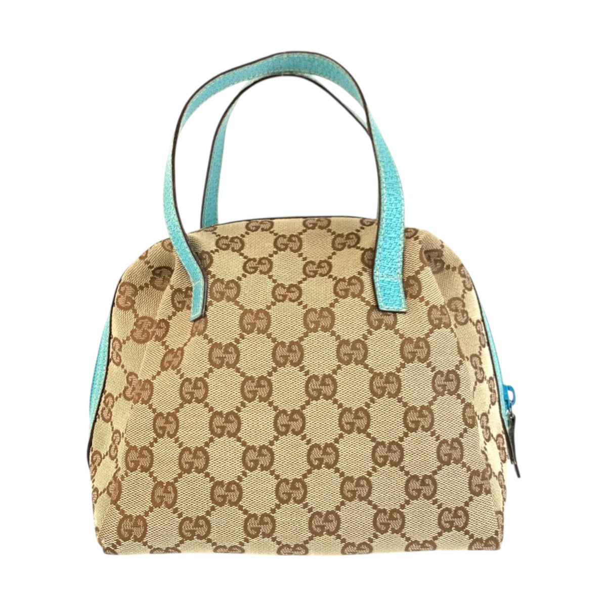 23232
GUCCI GG Canvas / Leather Handbag Vanity Bag Beige Green 124542 Women's A38