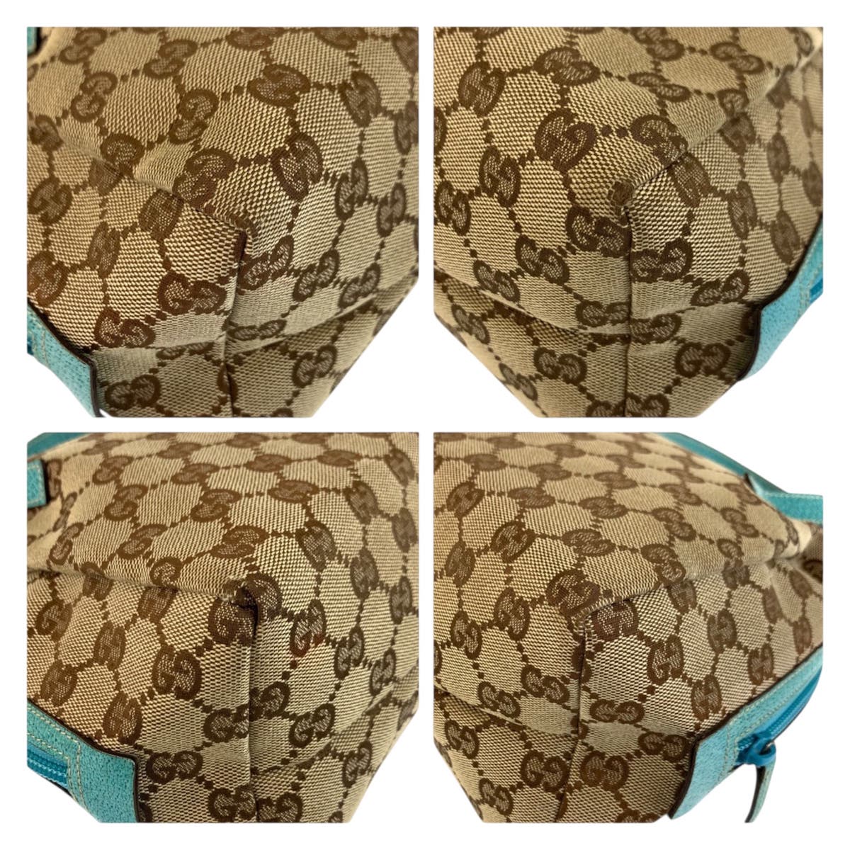 23232
GUCCI GG Canvas / Leather Handbag Vanity Bag Beige Green 124542 Women's A38