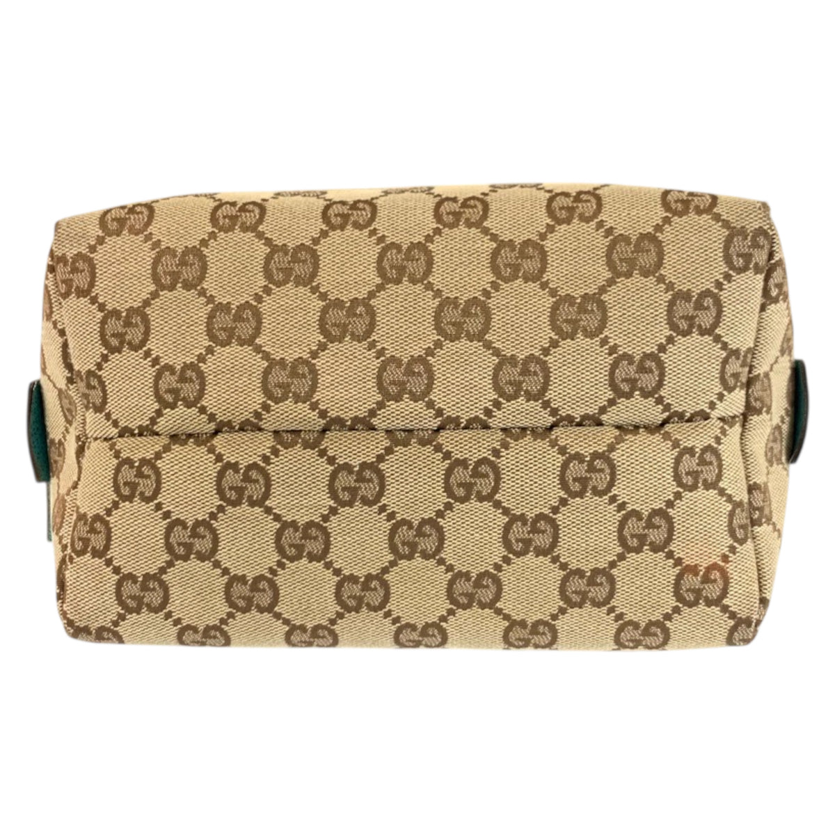 23232
GUCCI GG Canvas / Leather Handbag Vanity Bag Beige Green 124542 Women's A38