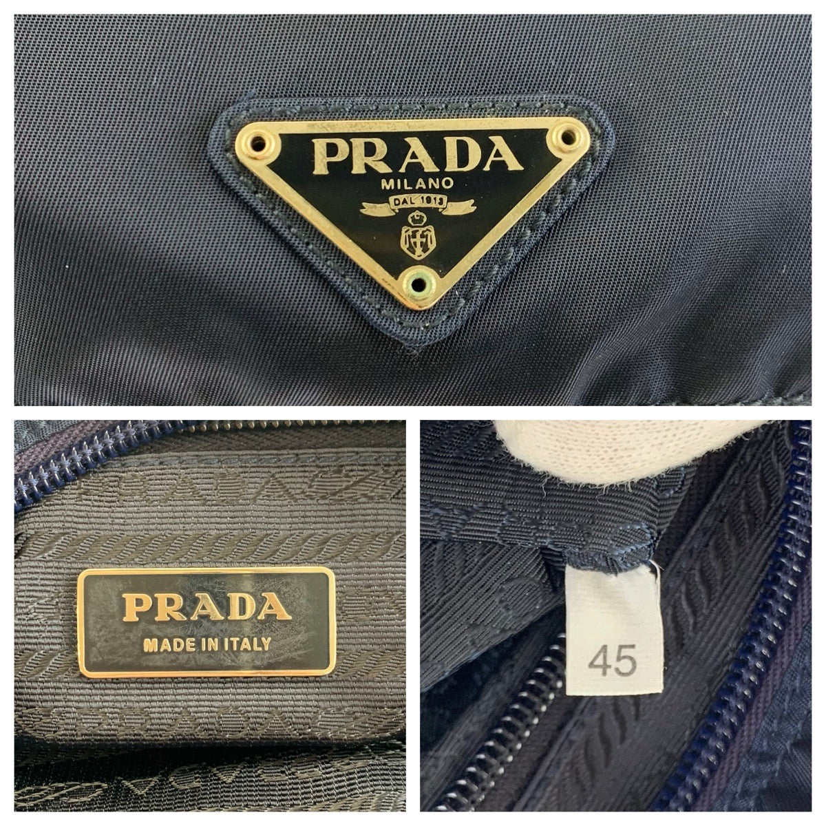 23234
PRADA プラダ テスート 三角ロゴプレート ネイビー シルバー金具 ナイロン / レザー バックパック デイパック レディース ABP35