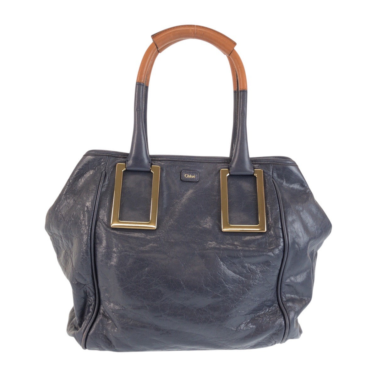 23235
Chloe クロエ ネイビー ブラウン ゴールド金具 レザー 02 12 50 65 トートバッグ ショルダーバッグ レディース ABP28