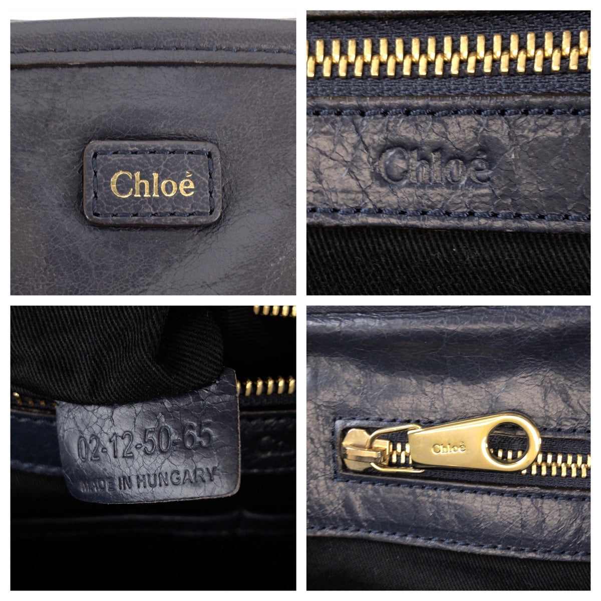 23235
Chloe クロエ ネイビー ブラウン ゴールド金具 レザー 02 12 50 65 トートバッグ ショルダーバッグ レディース ABP28