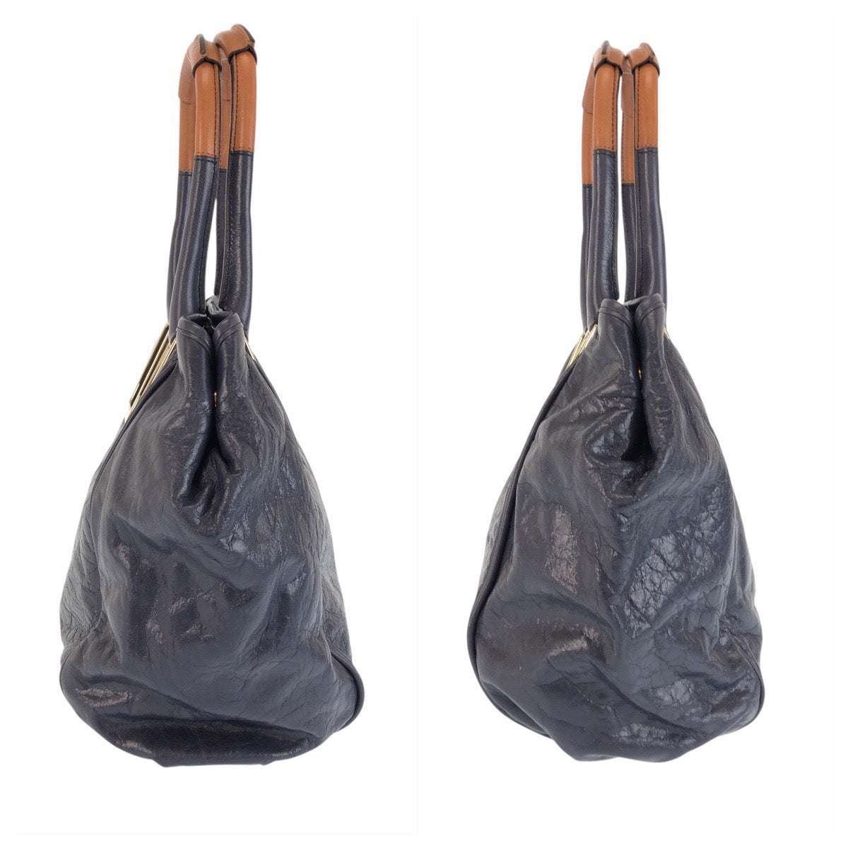 23235
Chloe クロエ ネイビー ブラウン ゴールド金具 レザー 02 12 50 65 トートバッグ ショルダーバッグ レディース ABP28