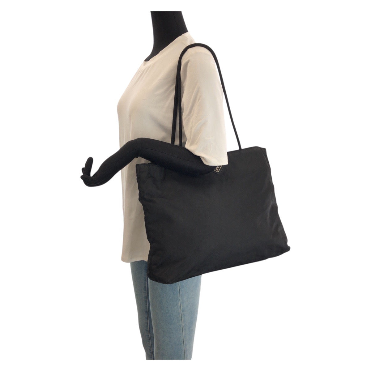 23236
PRADA プラダ テスート 三角ロゴプレート ブラック 黒 シルバー金具 ナイロン トートバッグ ショルダーバッグ レディース ABP35