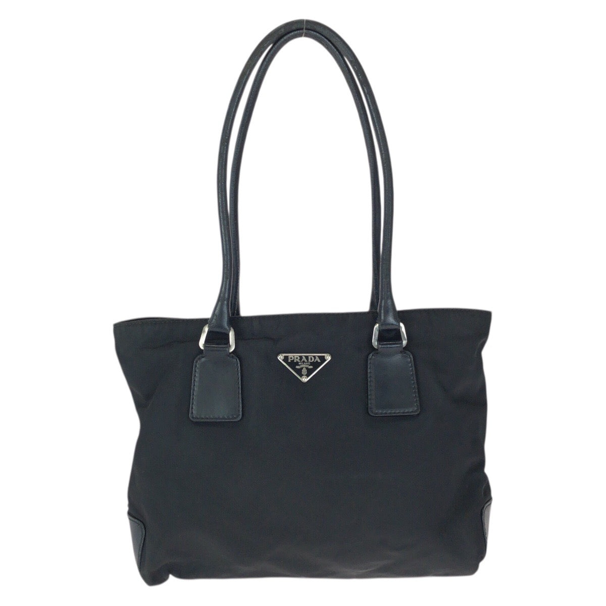 23238
PRADA プラダ テスート 三角ロゴプレート ブラック 黒 シルバー金具 ナイロン / レザー トートバッグ ショルダーバッグ レディース B28