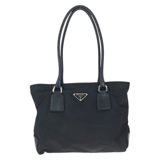 23238
PRADA プラダ テスート 三角ロゴプレート ブラック 黒 シルバー金具 ナイロン / レザー トートバッグ ショルダーバッグ レディース B28