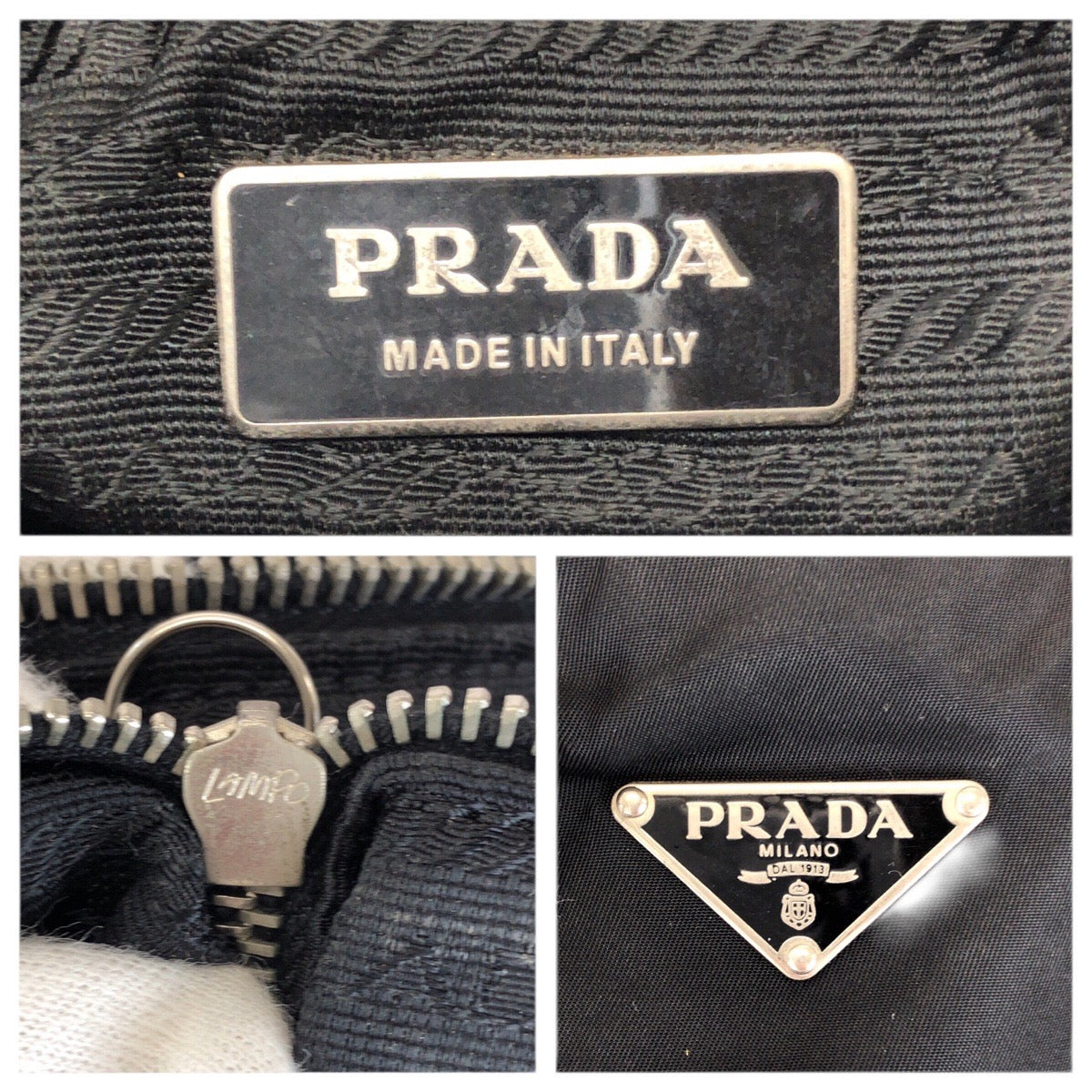 23238
PRADA プラダ テスート 三角ロゴプレート ブラック 黒 シルバー金具 ナイロン / レザー トートバッグ ショルダーバッグ レディース B28