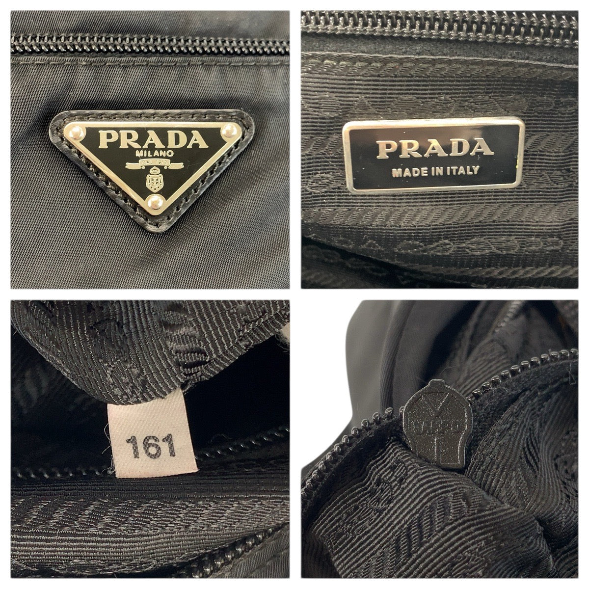 23244
PRADA プラダ テスート 三角ロゴプレート ブラック 黒 シルバー金具 ナイロン ショルダーバッグ ポシェット レディース AB36