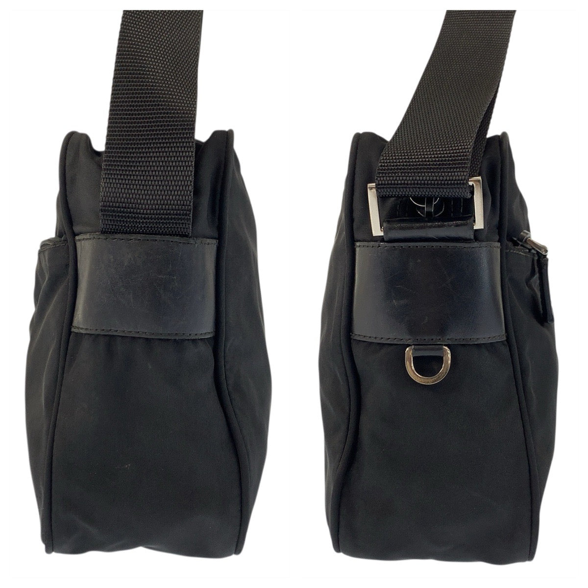 23244
PRADA プラダ テスート 三角ロゴプレート ブラック 黒 シルバー金具 ナイロン ショルダーバッグ ポシェット レディース AB36