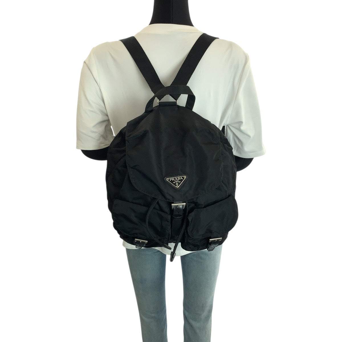 23245
PRADA プラダ テスート 三角ロゴプレート ブラック 黒 シルバー金具 ナイロン / レザー リュック・デイパック バックパック レディース ABP48