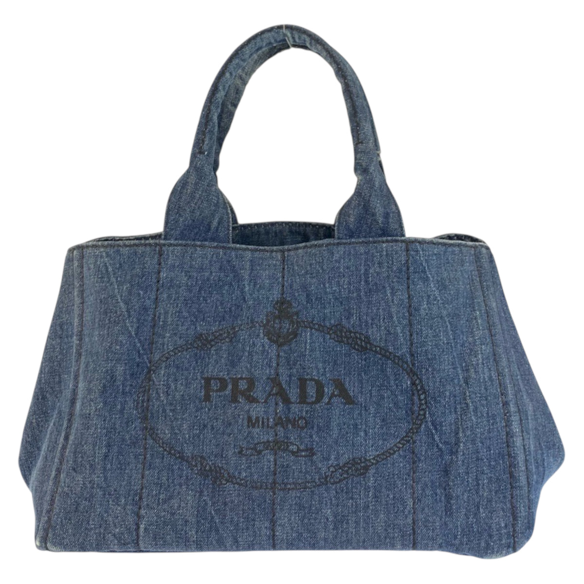 23246
PRADA プラダ カナパ 三角ロゴプレート ブルー デニム ハンドバッグ トートバッグ レディース ABP45